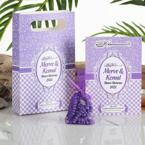 Yasin Kitabı Oval kalp desenli 3'lü mevlit seti