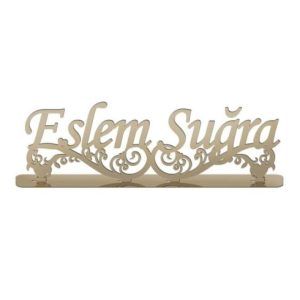 Kişiye özel masa isimliği pleski aynalı
