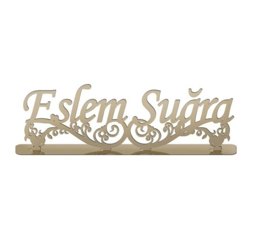 Kişiye özel masa isimliği pleski aynalı