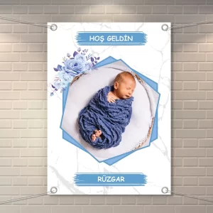 İsme Özel Resimli Altıgen Desenli 50x70 Branda Afiş