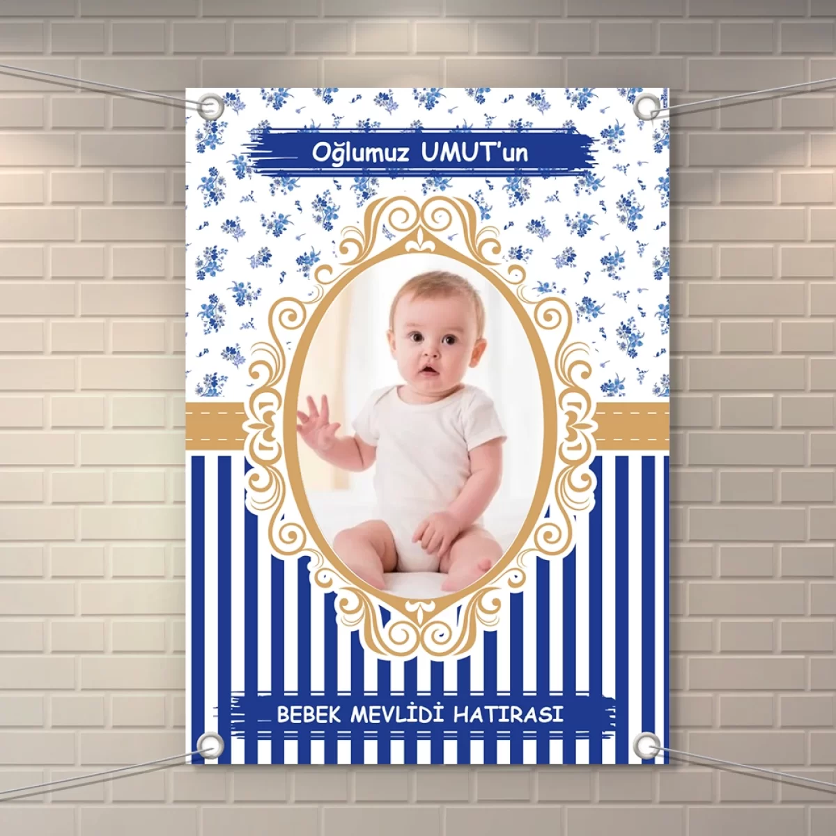 İsme Özel Resimli Altıgen Desenli 50x70 Branda Afiş - Görsel 18