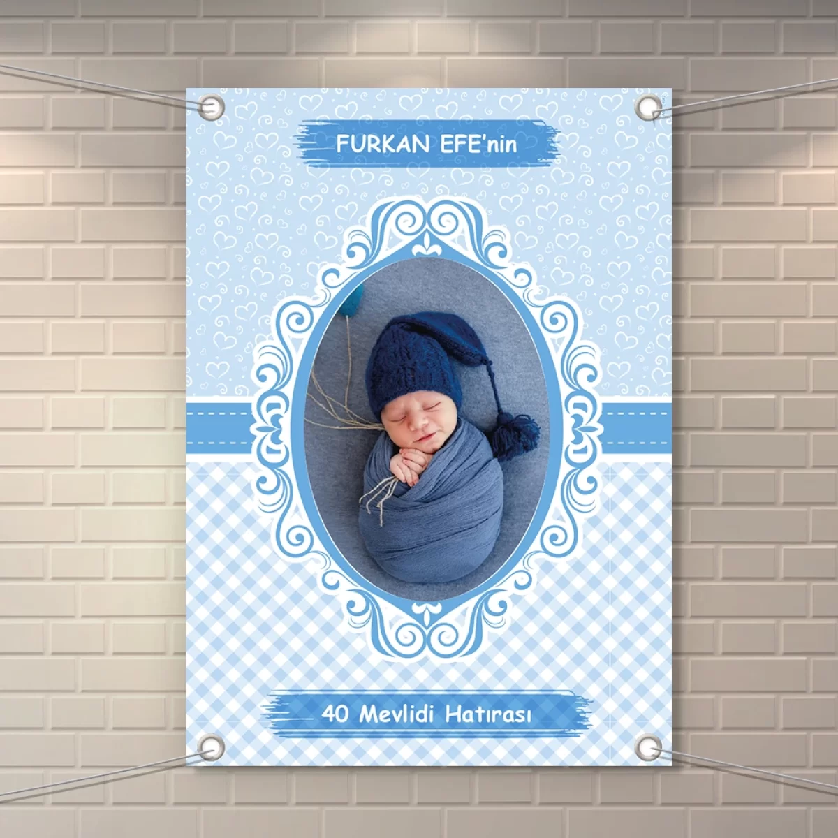 İsme Özel Resimli Altıgen Desenli 50x70 Branda Afiş - Görsel 14