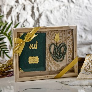 64 Syf Yeşil Kadife Yasin + Lüks Tesbih + Kutulu Seccade