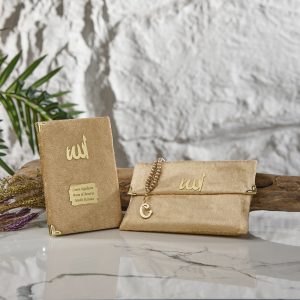 Kadife Kumaşlı Çantalı Yasin-i Şerif -Gold