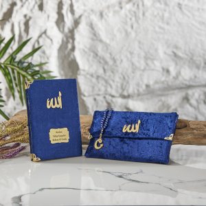 Kadife Kumaşlı Çantalı Yasin-i Şerif -Lacivert