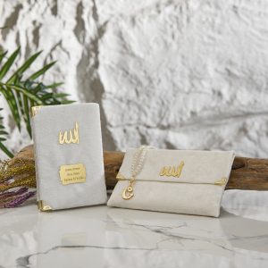 Kadife Kumaşlı Çantalı Yasin-i Şerif -Krem