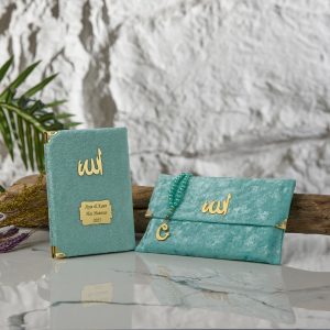 Kadife Kumaşlı Çantalı Yasin-i Şerif -Su Yeşili