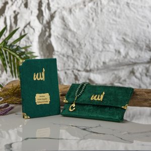 Kadife Kumaşlı Çantalı Yasin-i Şerif -Yeşil