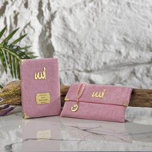 Kadife Kumaşlı Çantalı Yasin-i Şerif -Pembe